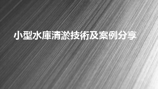 小型水庫清淤技術及案例分享