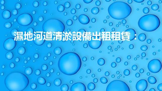 濕地河道清淤設備出租租賃：保障水域生態(tài)平衡的有效手段