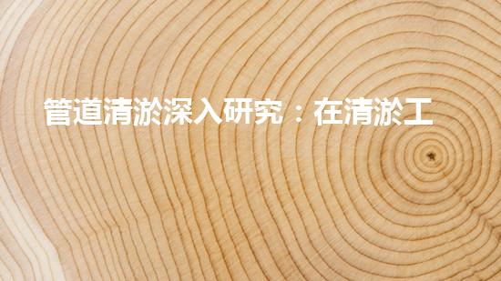 管道清淤深入研究：在清淤工程中的革新作用？