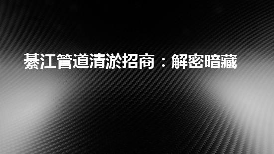 綦江管道清淤招商：解密暗藏的污泥寶藏！